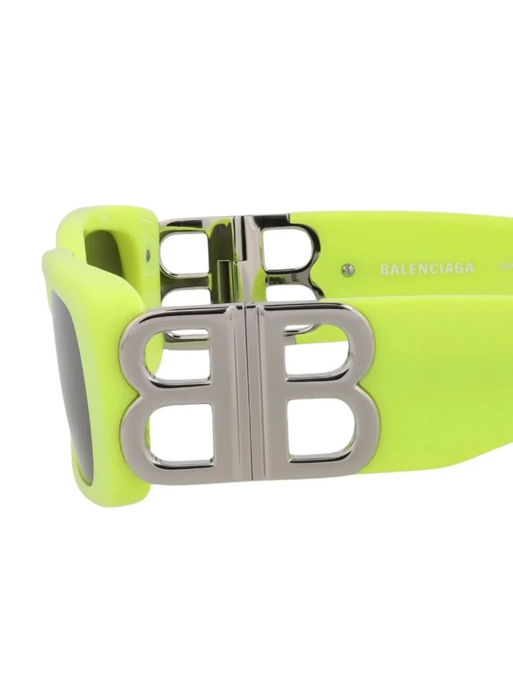 New Balenciaga Women's Sunglasses Square Rectangle Acetate Frame Yellow Silver
